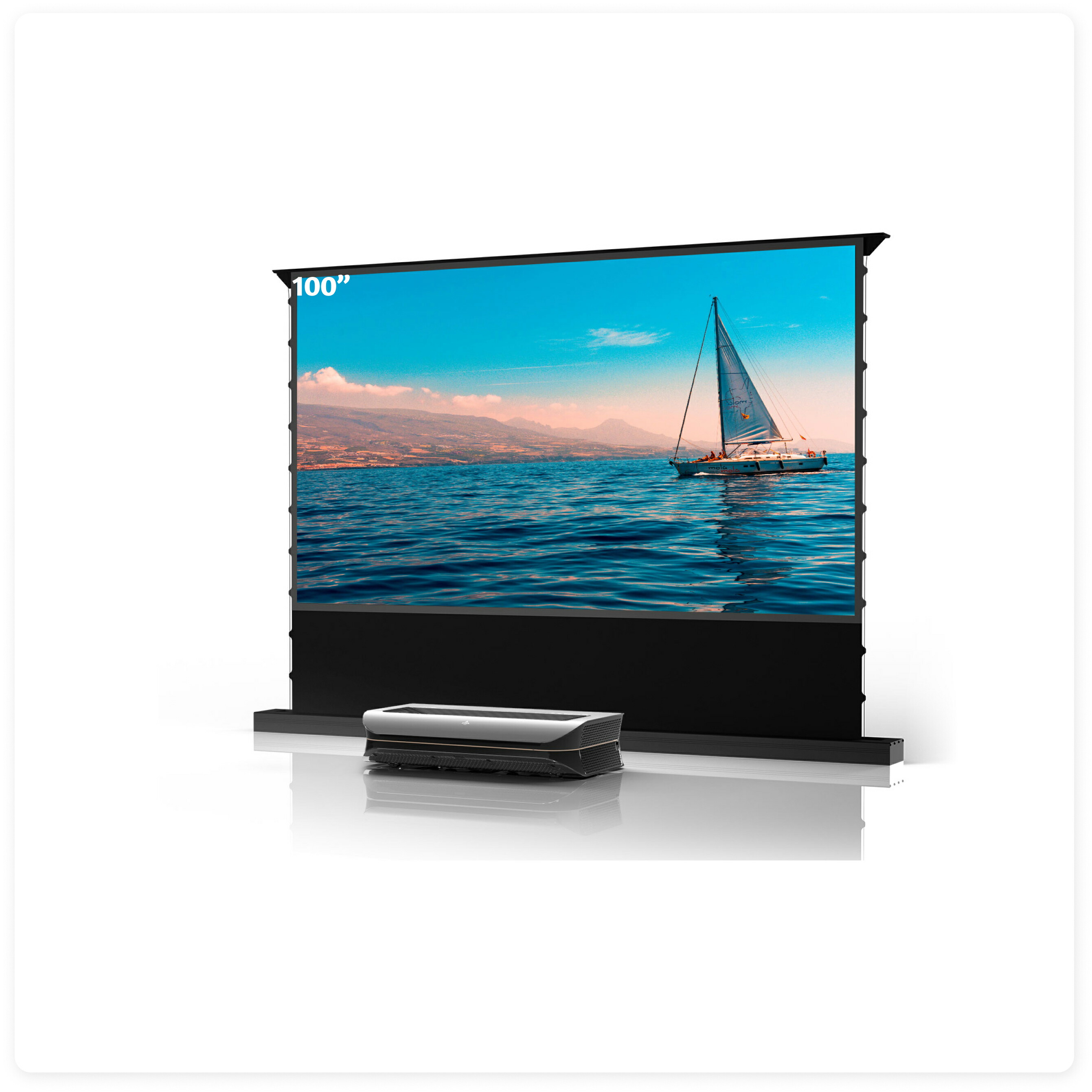 AWOL VISION LTV-3500 4K 超短興味の中心 3色レーザ映写機 Wi-Fi 4K UHD 身寄り用+100in ALR映写幕 4K映写機 映写幕 電動床置き式 超短興味の中心専用