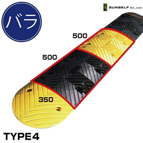 ゴム製減速帯　減速くん　TYPE４　本体部【駐車場 徐行 ロードハンプ ゴム製ハンプ 減速帯 商業施設 公共施設 病院 減速効果】