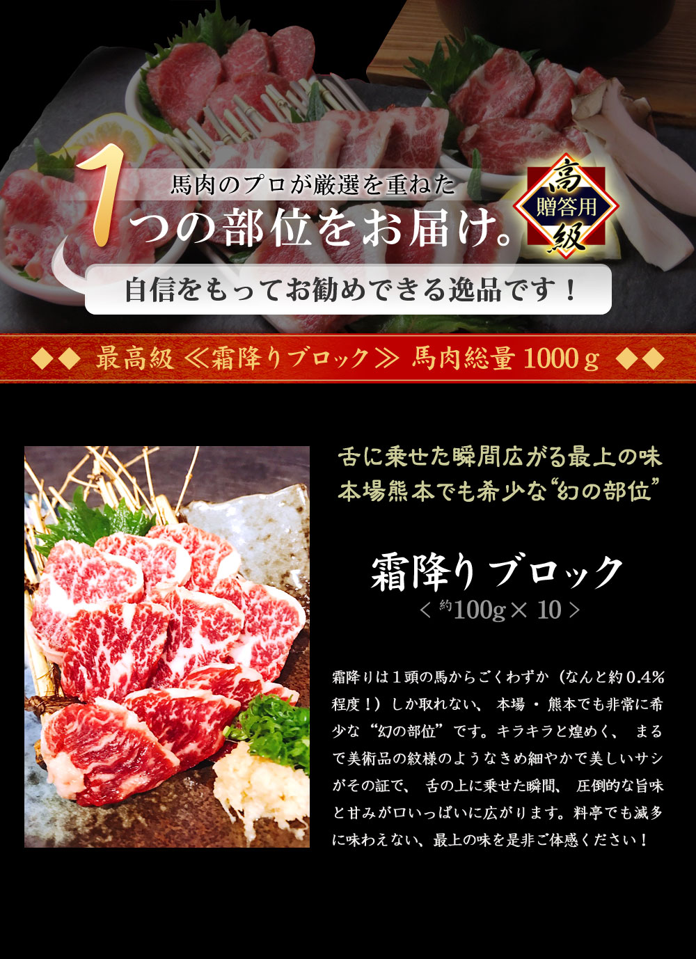 出荷 ふるさと納税 約100g 熊本県肥育 苓北町 厳選霜降り馬刺し 馬肉、馬刺し