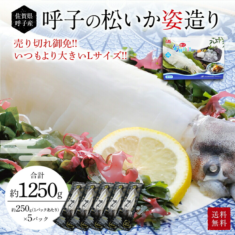 【数量限定Lサイズ】松イカ姿造り　250ｇ×5Ｐ 呼子・CASセンター IKA ika