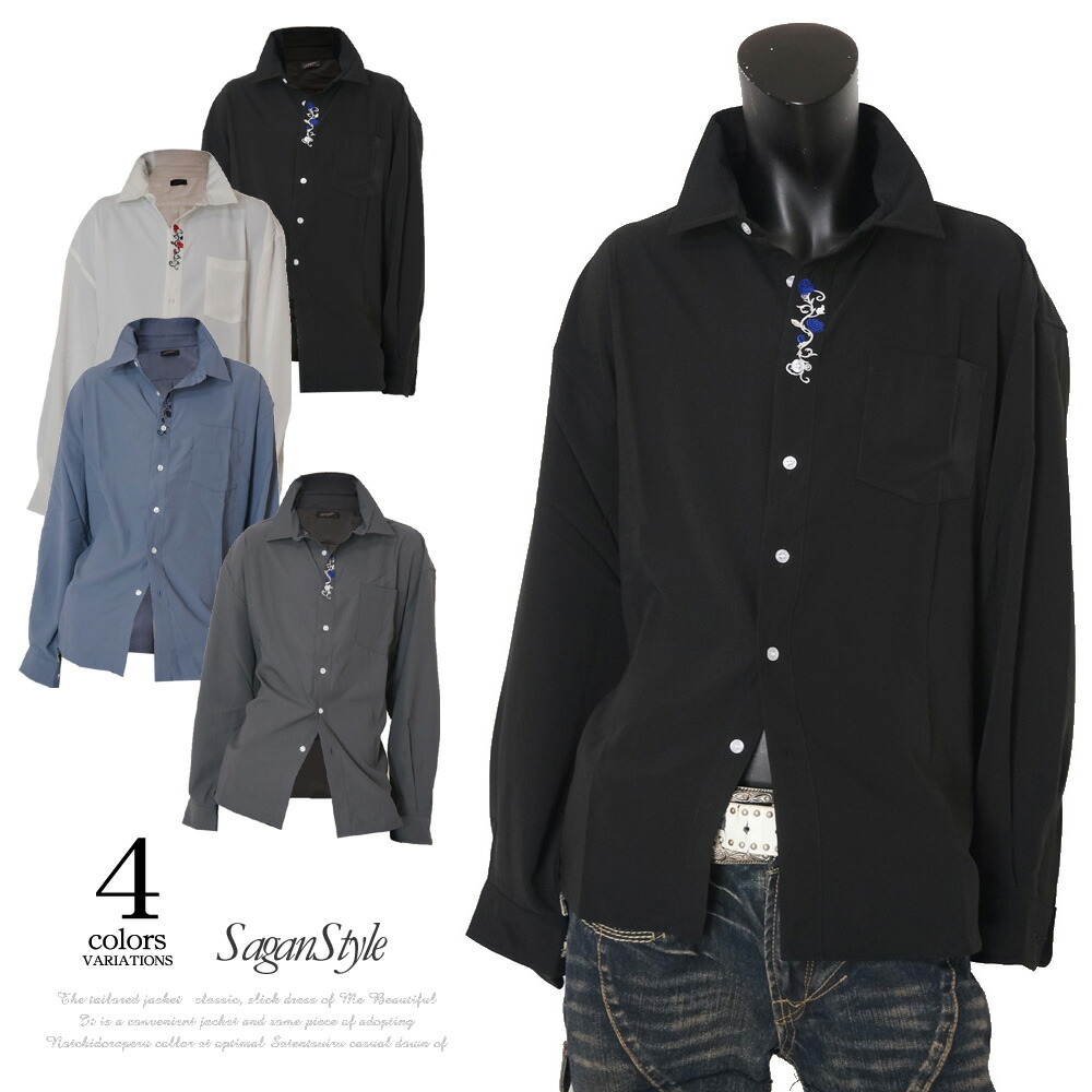 楽天市場】【春夏 日本製 バラ刺繍柄シャツ（全2色）】ドレスシャツ