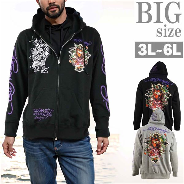 エドハーディ パーカー Lサイズ ラインストーン 背面ビッグロゴ 50 Ed Hardy 【25%OFF】 エドハーディー レディース ラインストーン