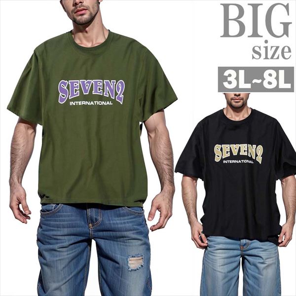 プリントTシャツ 大きいサイズ メンズ SEVEN2 クルーネック 半袖 トップス 天竺 お洒落 男 かっこいい 服 C070303-02