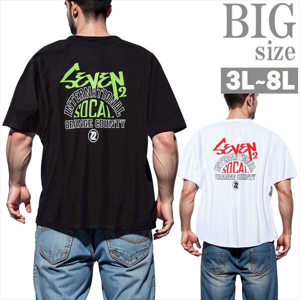 Tシャツ 大きいサイズ メンズ プリントT SEVEN2 クルーネック 半袖 トップス 天竺 お洒落 男 かっこいい 服 C070303-05｜SaganStyle
