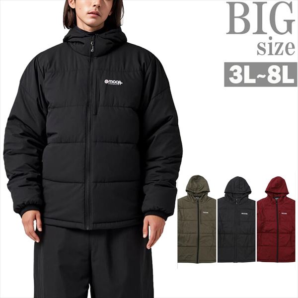 OUTDOOR PRODUCTS メンズ 馬鹿でかい大きさ デュスポ中綿キルト上衣｜軽さ 防風 ボンネット付き添い人／3L～8L 男 かっこいい 服 C071112-09