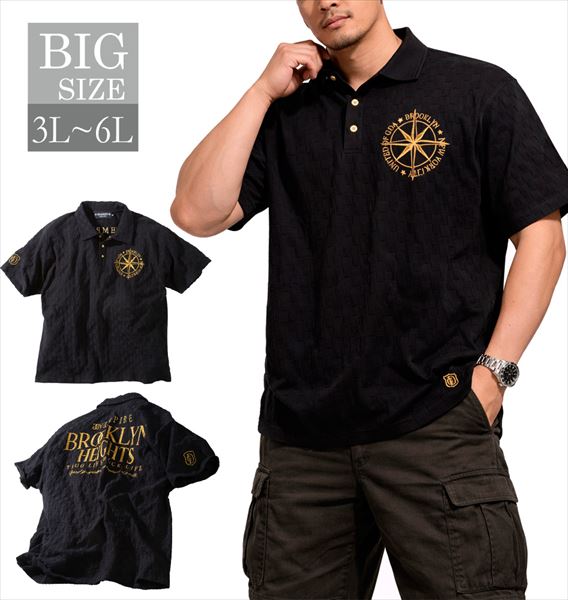 GLADIATE 半袖ポロシャツ メンズ 刺繍 ジャガード 大きいサイズ 男 かっこいい 服 C080312-09|SaganStyle
