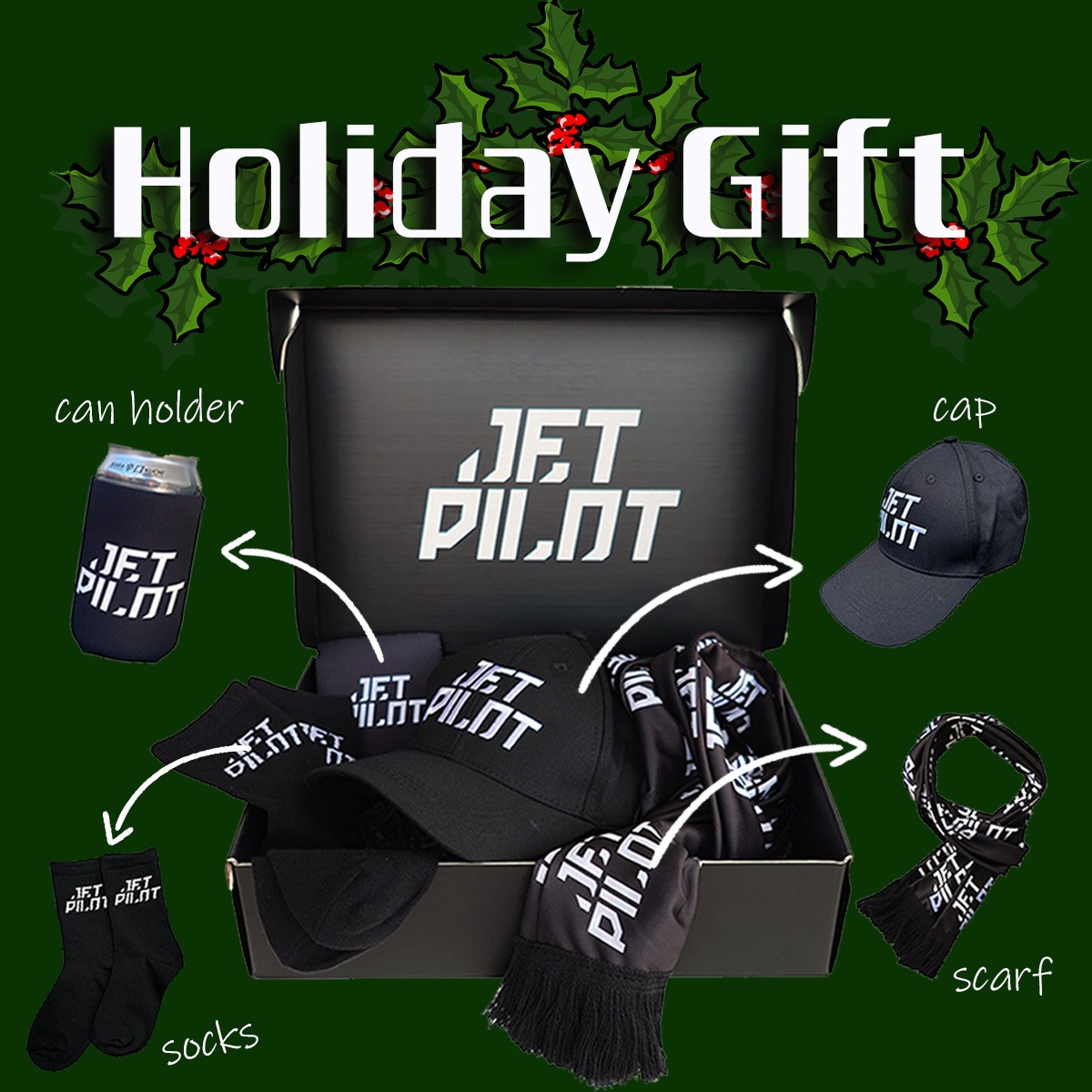ジェット機飛行士 JETPILOT 差し上げ物ボックス席 4点仕かける 貨物輸送無料 缶保持者 鳥打ち帽 靴下 えり巻き PROMO244