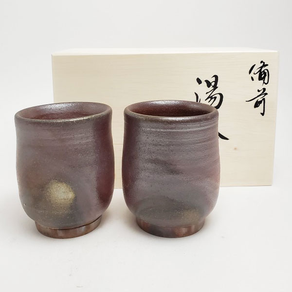 楽天市場】備前焼 組湯呑(中)（緋襷）| おしゃれ 日本製 和食器 ゆのみ