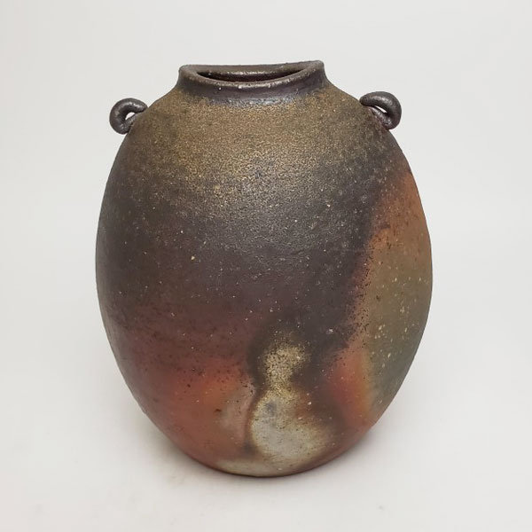 備前焼 掘り割りさつき作 扁壺（さつき-01）| 今めかしい 日本製 芸術品 和食器 瀬戸もの 室内装飾 花器 花入 花立て 御花軍事基地 父の日 母の日 差し上げ物 差し上げ物 岡山県