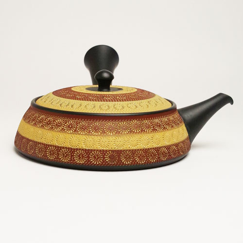 常滑焼 磯部 輝之生成 フラット型印花 急須 0cc ささめ M 40 きゅうす 格好のいい 日本製 焼き物 絵書 陶容物 瀬戸物 瀬戸もの褐色こし 平急須 なだらか 分りやすい 浅近 急須 愛知県 愛知 常滑中心地 ティーポット おすすめ お茶 陶製 食器 和食器 茶器 供