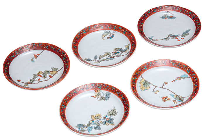 皿 プレート 肌触りがいい デザート皿 ケーキ皿 中鉢 菓子皿 銘々皿 中皿 おしゃれ プレート K6 80 木の実絵変り 5 2号皿揃 九谷焼 和食器 記念品 お祝い 喜寿 傘寿 米寿 新築祝い 婚礼祝 結婚祝い 食器 贈答用 ギフト プレゼント 陶磁器 磁器 陶製 石川県 九谷 その他