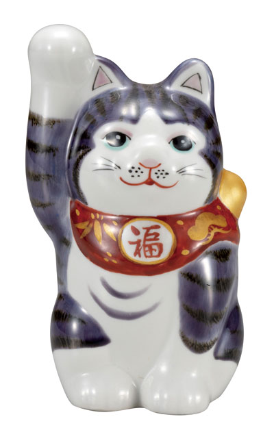 九谷焼 4号 招き猫 紫釉彩 右寄り k9-1550 | 格好のいい 御引き立て流行る 縁起物 飾り付け ねこ まねき猫 猫 室内装飾 瀬戸もの 差し上げ物 差し上げ物 開店お祝い 飲食店 置物-インテリア小物・置物-インテリア・寝具・収納
