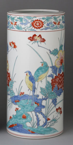 傘立て 陶器 有田焼 傘立15寸 渕唐草岩花鳥 Y400-C