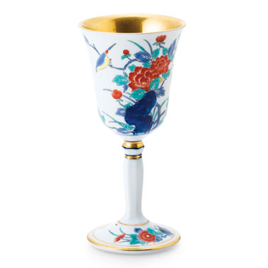 其泉窯 有田焼 染錦牡丹文 ワインカップ（大）| おしゃれ|ワイングラス 陶器 日本製 ギフト プレゼント 贈答品