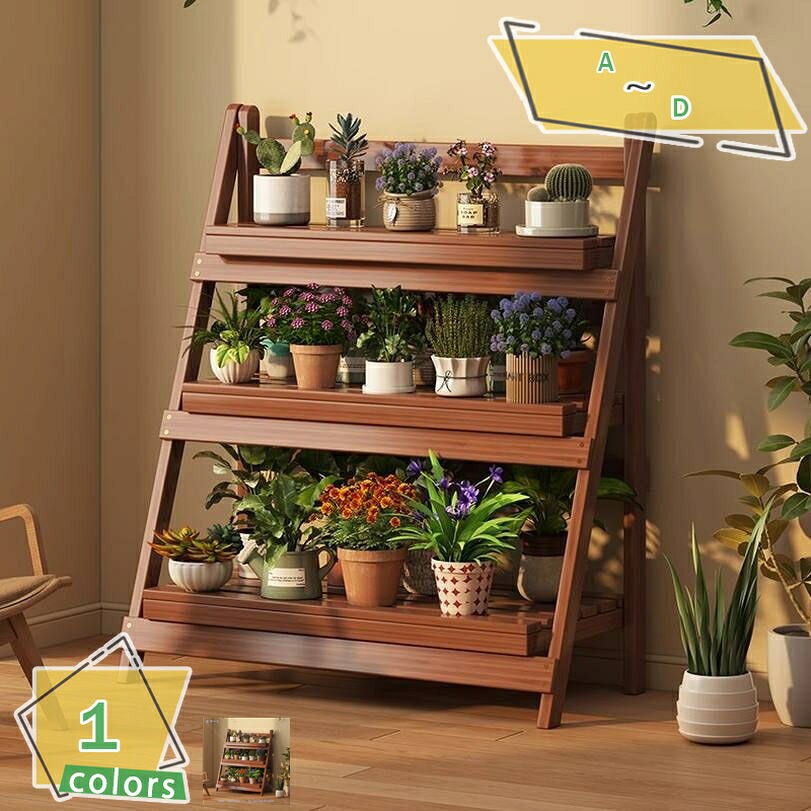 1000円OFFクーポン ガーデンラック プランターラック 3段 折り畳み 花置き棚 天然木製 鉢植え置き 大容量 防腐処理 植木鉢スタンド 組立不要 折りたたみ棚 風通しいい 根腐れ防止 植物 棚 多機能 観葉植物 園芸ラック 玄関 ベランダ 庭 室内 屋外兼用 RaogtCYU|サイバーショップ01