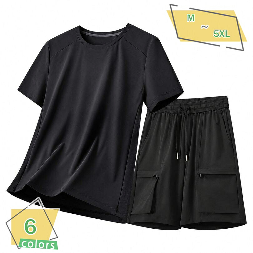 スポーツウェア メンズ 上下セット ゆったり 体型カバー 半袖 Tシャツ ハーフパンツ ランニングウェア トレーニングウェア 部屋着 カジュアル 夏服 大きいサイズ RaogtCYU｜サイバーショップ01
