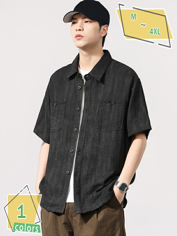 500円OFFクーポン シャツ メンズ 半袖 ゆったり 吸汗速乾 通気性 夏服 無地 柔らかい 涼しい 涼感 快適な軽い シンプル カジュアル かっこいい ワイシャツ 大きいサイズ 春 夏 秋 軽量 旅行 海水浴 ビーチ 体型カバー 耐久性 RaogtCYU