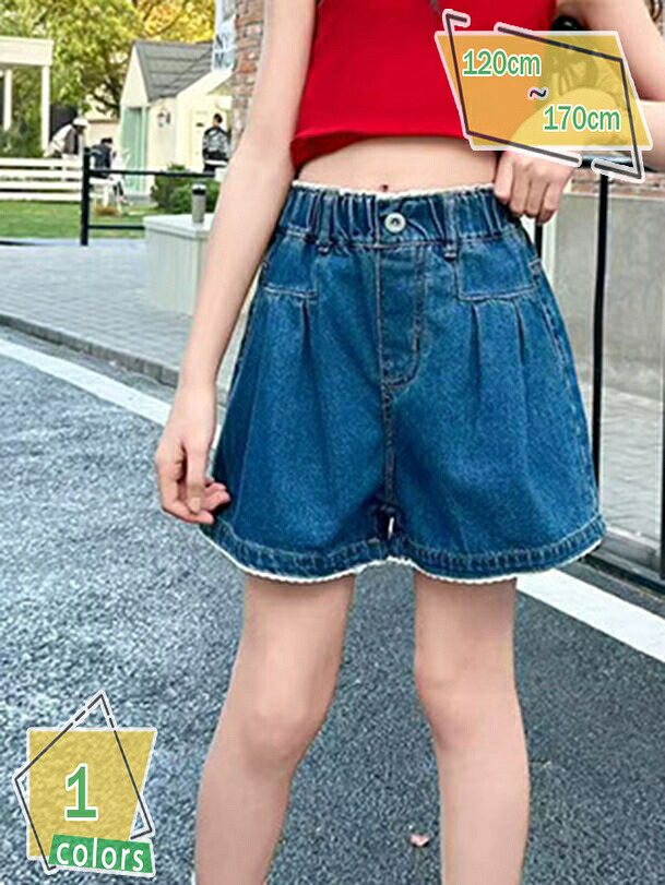 1000円OFFクーポン ショートパンツ デニム 夏着 女の子 キッズ 短パン 半ズボン ウエストゴム ショーツ デニム イージーパンツ ボトムス 通気性 無地 シンプル 通学通園 RaogtCYU