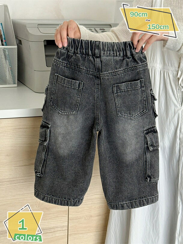 1000円OFFクーポン ベビー服 子供服 男の子 女の子 デニムパンツ 黒 カーゴパンツ ズボン ウエストゴム 履きやすい 保育園 幼稚園 赤ちゃん ジュニア かわいい おしゃれ シンプル RaogtCYU