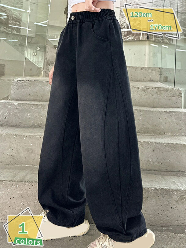 女の子 デニムパンツ 春秋 子供服 ワイドパンツ ボトムス キッズ 学生 おしゃれ デニム ダンス衣装 可愛い 演出 散歩 発表会 入学式 旅行 普段着 小学生 中学生 ジュニア 普段着 RaogtCYU