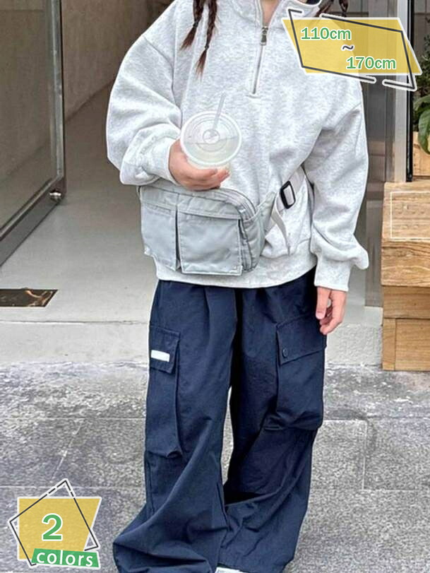 1000円OFFクーポン 長ズボン キッズ ロングパンツ 女の子 男の子 ストレッチ ジュニア カーゴパンツ ボトムス 無地 ズボン 子供服 小学生 中学生 幼稚園 保育園 RaogtCYU