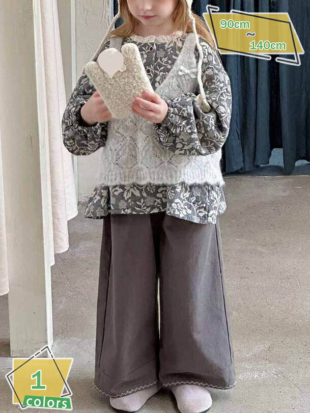 1000円OFFクーポン ガウチョパンツ 子供服 キッズ ワイドパンツ 女の子 長ズボン ボトムス ロング ゆったり 普段着 通学通園 RaogtCYU