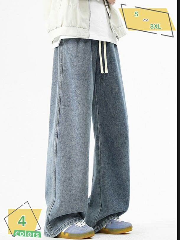 1000円OFFクーポン ジーンズ メンズ ワイド デニムパンツ メンズ ウエストゴム Ｇパン イージーパンツ ジーパン ボトムス ズボン ゆったり ルーズ 大きいサイズ RaogtCYU