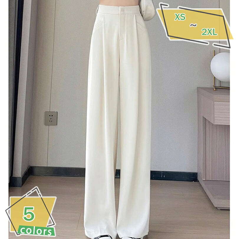 1000円OFFクーポン アイスシルク ワイドパンツ ストレートパンツ 接触冷感 ワイドレッグ パンツ レディース 夏 薄手 スラックス スーツパンツ ハイウエスト ルーズ 長ズボン ロングパンツ ゆったり カジュアル 脚長効果 おしゃれ RaogtCYU|サイバーショップ01