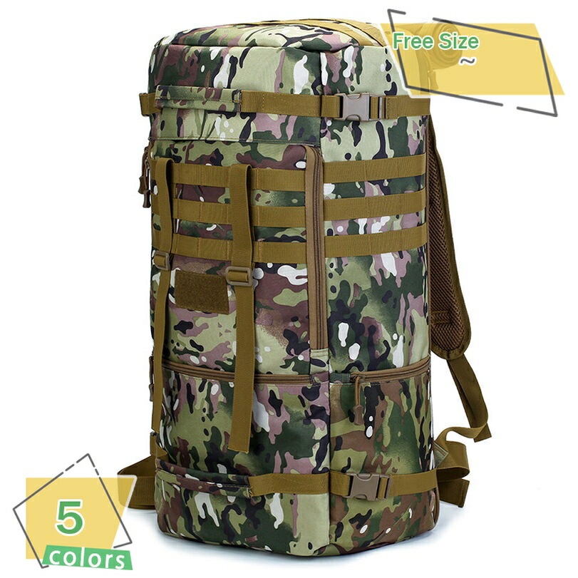 リュック 登山 50L アウトドア バッグ バックパック リュックザック 大容量 防水加工 PC収納 モールデザイン 多機能 軽量 登山用リュックサック ハイキング 防災 キャンプ 旅行 花見 遠足 タクティカルバックパック ミリタリー RaogtCYU