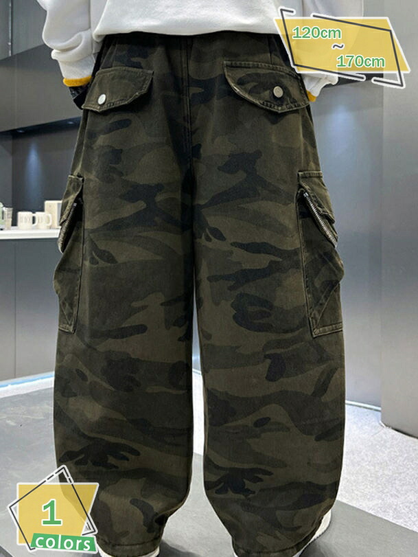1000円OFFクーポン ワイド カーゴパンツ ボトムス 長ズボン 裏起毛 防寒 防風 子供服 男の子 小学生 中学生 ファッション キッズ ジュニア 子供服 ダンス RaogtCYU
