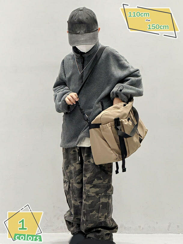 1000円OFFクーポン 裏起毛 あったかカーゴパンツ ワイド ジュニア 男の子 女の子 子供服 キッズ ボトムス ロングパンツ 長ズボン 迷彩柄 RaogtCYU
