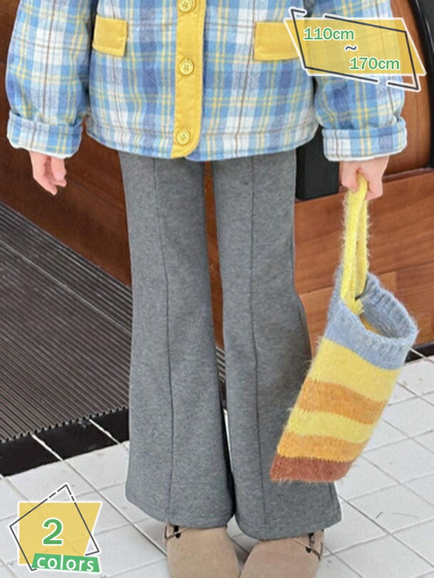 1000円OFFクーポン 女の子 キッズ 裏起毛 パンツ フレアパンツ 春秋冬 ロングパンツ 長ズボン ウエストゴム カジュアル シンプル お洒落 RaogtCYU