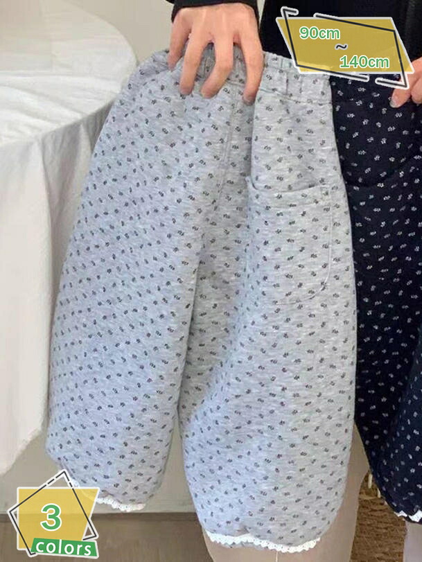 500円OFFクーポン 子供ズボン 裏起毛スウェット 秋冬用 ロングパンツ 花柄 キッズ ベビー 女の子 通学通園登校 ジュニア用 ボトムス 暖かい ふわふわ 寒さ対策 ズボン RaogtCYU