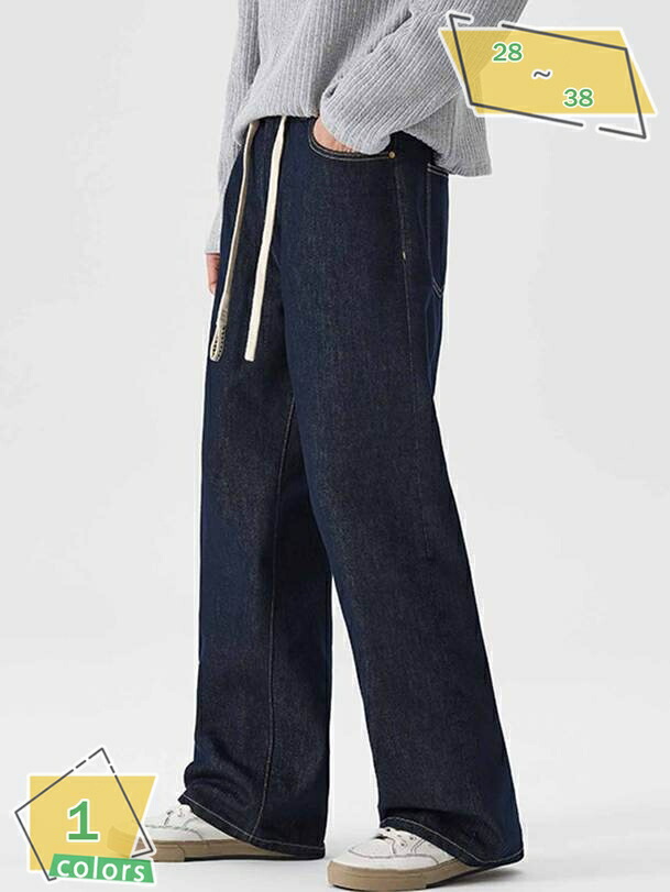 ジーンズ メンズ ストレート デニム 秋用 通年用 デニムパンツ ストレッチ ワイド バギーパンツ ルーズ ジーパン ゆったり パンツ RaogtCYU