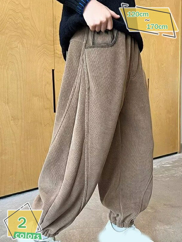 男の子 女の子 防寒 コーデュロイ 裏起毛パンツ ロングパンツ キッズ カジュアル 子供服 冬物 厚手 長ズボン 小学生 ウエストゴム 通学 暖かい ボトムス 裏ボア 無地 秋 冬 通園 お出かけ RaogtCYU