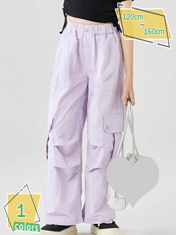 1000円OFFクーポン ワイドパンツ ロング丈 吸汗速乾 涼しい ボトムス パンツ カーゴパンツ 子供服 ジュニア 女の子 女児 女子 子ども こども 夏服 RaogtCYU