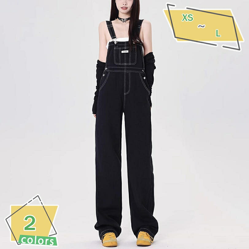 1000円OFFクーポン デニムサロペット オーバーオール ストレートパンツ ボトムス サロペット デニム デニムパンツ レディース サロペット 大人 学院風 春 夏 秋 キレイめ カジュアル 通学 通勤 オフィス かわいい RaogtCYU