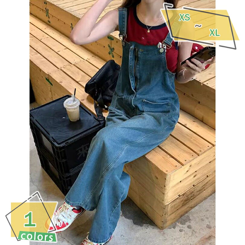 フロントジップ デニム サロペット レディース カジュアル 春 夏 秋 ワイドパンツ オフィス カジュアル かわいい お出かけ デート 楽ちん おしゃれ レディースサロペット RaogtCYU