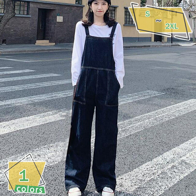 デニムサロペット オーバーオール レディース ワイドパンツ ジーンズ ストレート ワイド パンツ ゆったり オシャレ 可愛い お出かけ デート 学生 春夏秋冬 カジュアル RaogtCYU