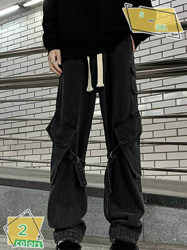 カーゴパンツ メンズ ジーンズ ロングズボン下 酉の方角天然ゴム デニム エテ公エル 引っ切り無い 細身 美脚 ハイライズ ロング丈 カッコイイ 表どおり系 RaogtCYU