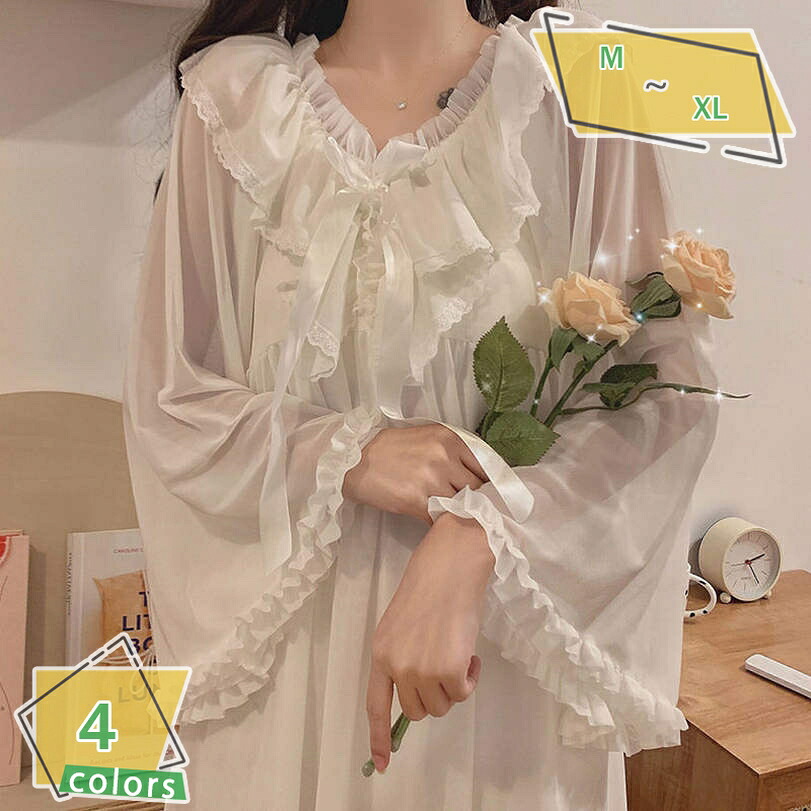 1000円OFFクーポン ネグリジェ ルームワンピース パジャマ ルームウェア ロング お寝巻き 短袖 ロング丈 春夏秋 お姫様気分に レディース 可愛い セクシー 人気 便利服 春 夏 秋 お姫様 ドレス レース 長袖 フレア ロング RaogtCYU｜サイバーショップ01 8,257円