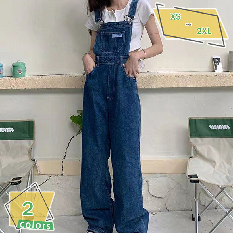 1000円OFFクーポン デニム オールイン パンツ サロペット レディース 春 夏 秋 カジュアル おしゃれ ハイウエスト スリム 体型カバー 太ももカバー ロング丈 ワイドパンツ コーデ 10代 20代 30代 40代 50代 RaogtCYU