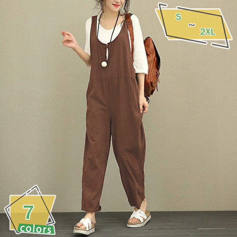 1000円OFFクーポン オールインワン パンツ サルエル サロペット オーバーオール レディース 体型カバー マタニティ 春 夏 秋 キャミサロペット オーバーオール ボトム パンツ カジュアル RaogtCYU｜サイバーショップ01 7,743円