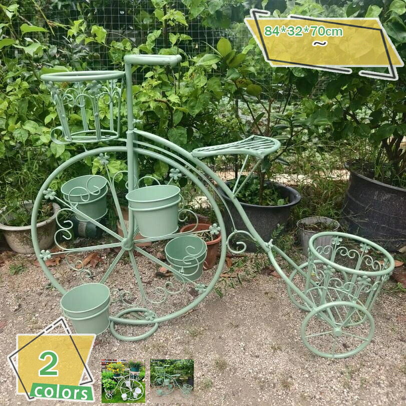 2000円OFFクーポン フラワースタンド ガーデンスタンド おしゃれ 植物スタンド 園芸ラック 鉢スタンド 花台 ティア付き植物スタンド 自転車形 植物シェルフ 屋内屋外ガーデン ティアード植物スタンド 家庭菜園 屋外に最適 自転車型 RaogtCYU｜サイバーショップ01