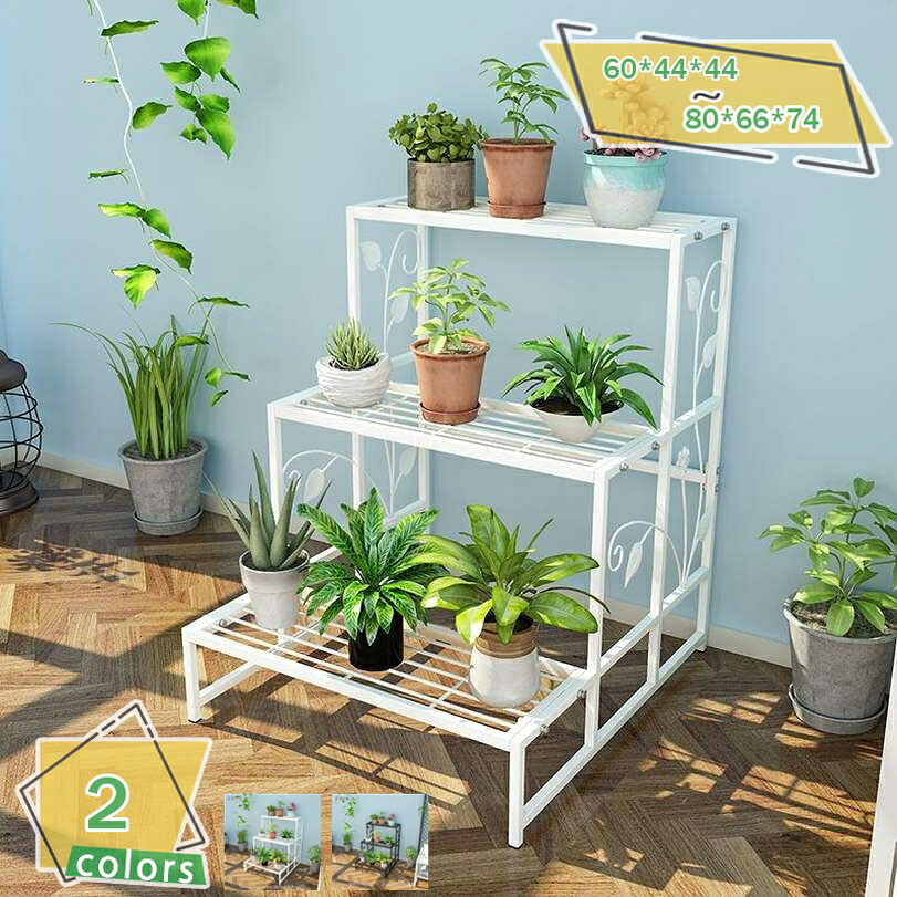 1000円OFFクーポン フラワースタンド アイアンラック2段 (ブラック)幅60x奥行44x高さ44cm フラワーシェルフ ガーデンラック 組み立て簡単 花台 インテリア ガーデニング おしゃれ 園芸ラック 鉢植え スタンド 錆びない2段 3段横型花台 フラワーラック RaogtCYU|サイバーショップ01