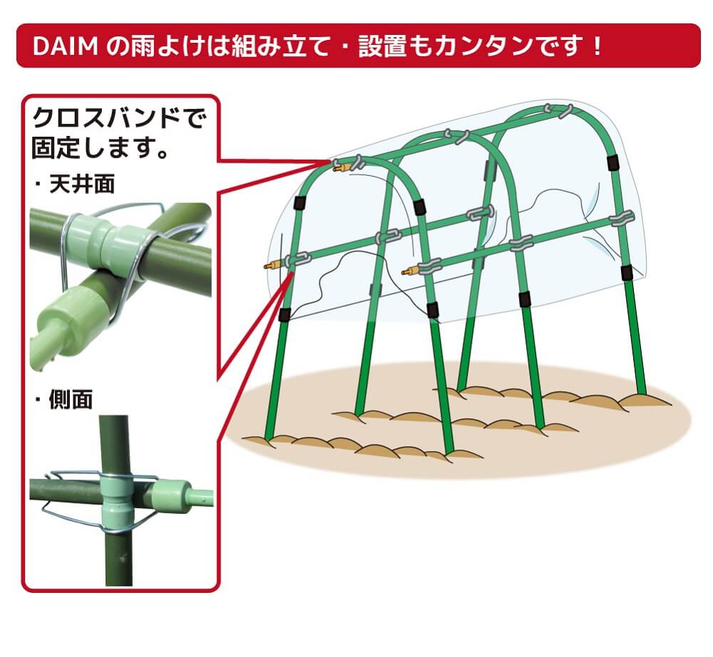 ケース売り Daim 雨よけ 家庭菜園用 雨よけセット4セット入 トマトの雨よけに ビニールハウス 小型 雨除け 雨よけ トマト 家庭菜園 園芸 野菜作り 栽培 防虫 病気予防 ビニール 雨除けハウス 支柱 Bestemsguide Com