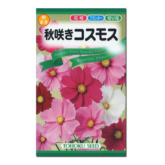 トーホク 秋咲きコスモス 種 白 桃 紅の混合 花壇 プランター 切花 たね タネ 種子 園芸 ガーデニング 買収