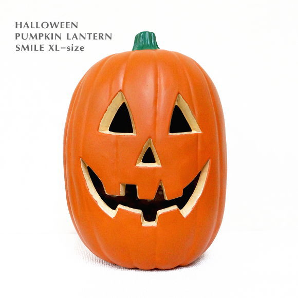 送料無料！スマイルパンプキンランタン  XLサイズ 電池式 ハロウィン 飾り イルミ お洒落 かわいい かぼちゃ おしゃれ オブジェ 置物 店舗 ディスプレイ 電池式 ジャックオーランタン ハロウィン デコレーション グッズ