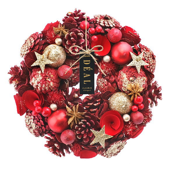 楽天市場】クリスマスリース CMナチュラルハートリースM レッド