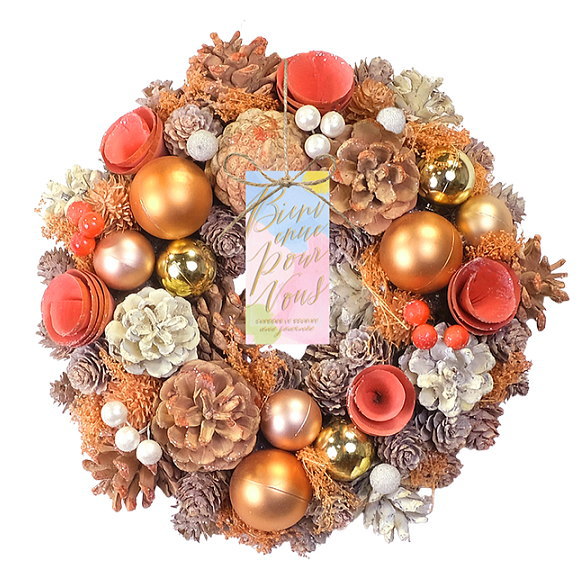 楽天市場】クリスマスリース CMナチュラルハートリースM ポッピング